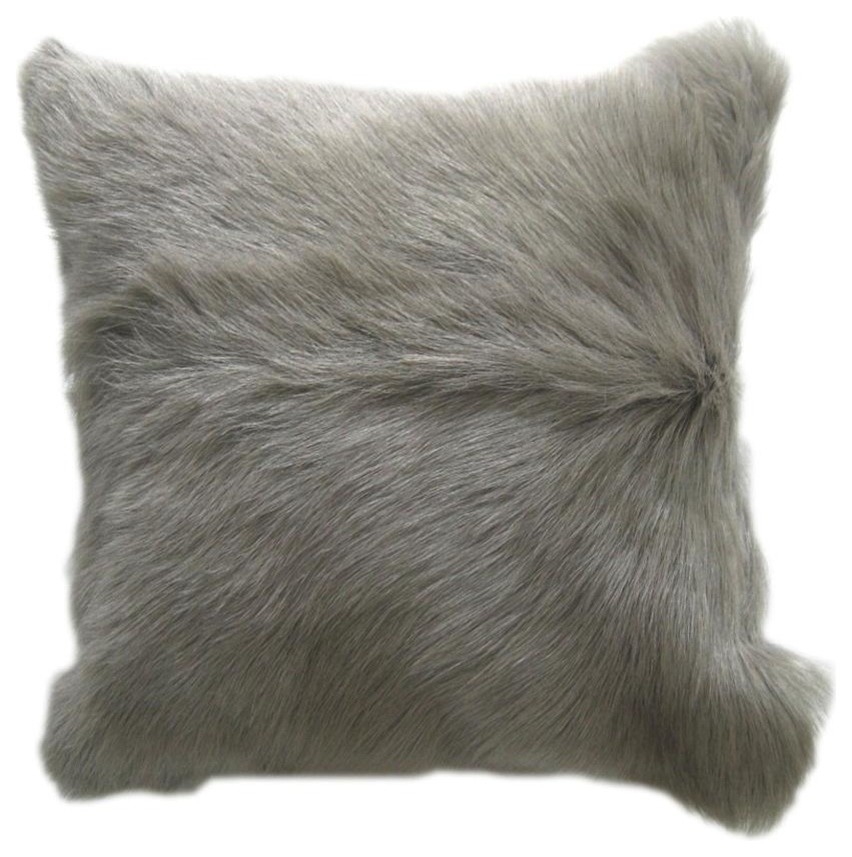 Goat Fur Pillow Light Gray