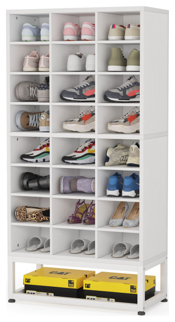 Tribesigns Shoe Storage Cabinet With 24 Cubbies, White