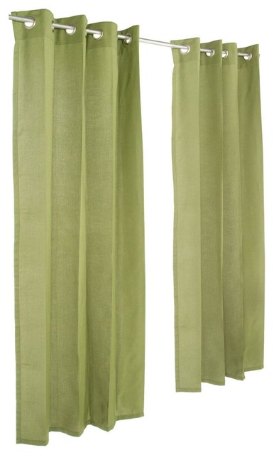 Spectrum Cilantro Sunbrella Outdoor Curtain With Grommets, 120quot; Long  Traditional  Curtains 
