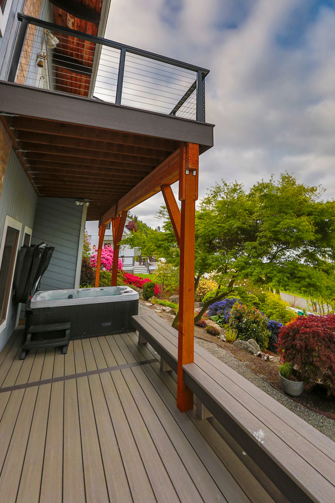 Deck - large coastal side yard deck idea in Seattle