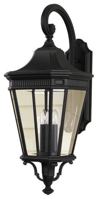 Cotswold Lane 3 Light 30 Inch Tall Outdoor Wall Lantern In Black