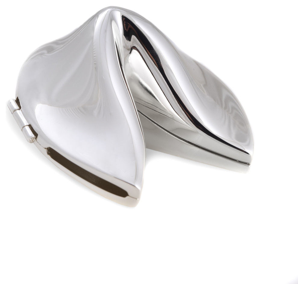 Silver Plated Fortune Cookie Box Contemporary Cookbook Stands And