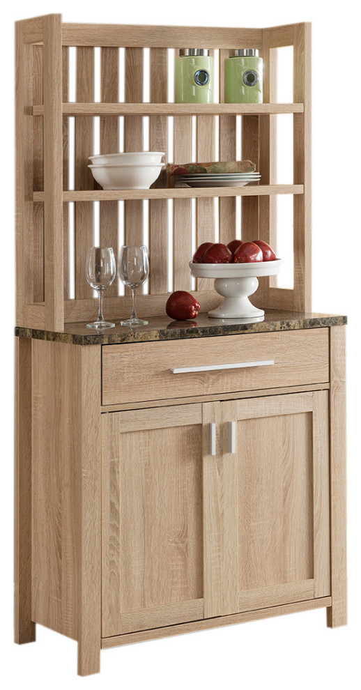 Kaia Wooden Baker's Finished in Weathered White & Faux Marble