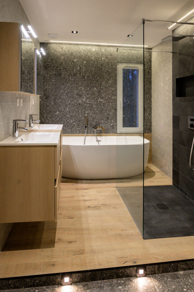 Large contemporary bathroom in Other.