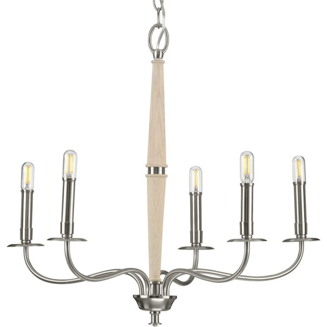 Progress Lighting Durrell 5-Light Brushed Nickel Chandelier, P400199-009