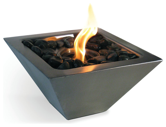 Luxe Modern Minimalist Silver Tabletop Fire Pit Centerpiece Indoor