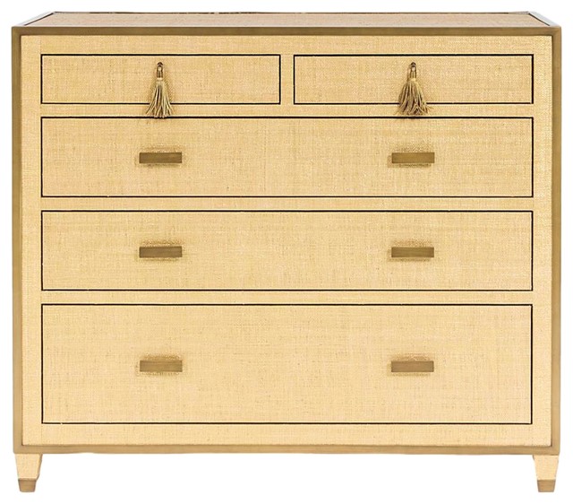 Drawer Dresser, Modern White Gold Dresser