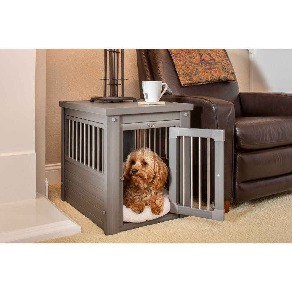 ECOFLEX® Dog Crate End Table Grey Transitional Dog Kennels And