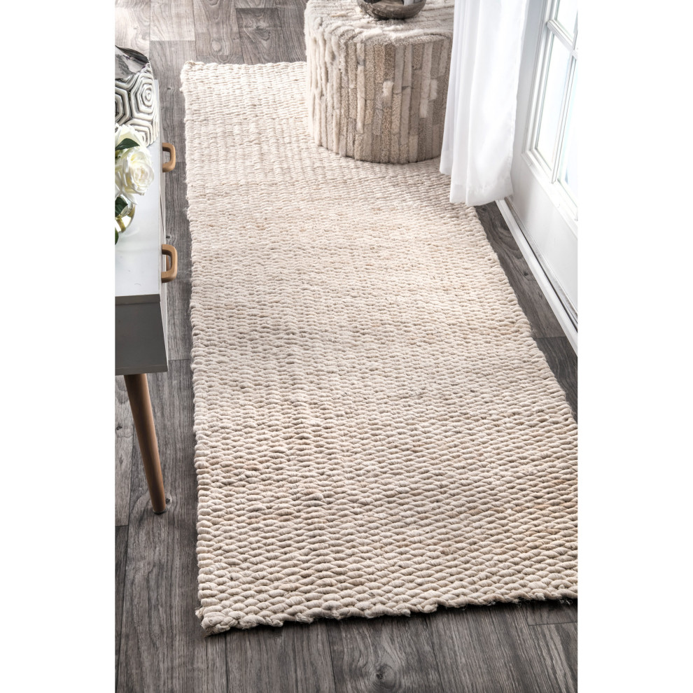 nuLOOM Hand Woven Hailey Jute, Off-White, 2'6"x8'