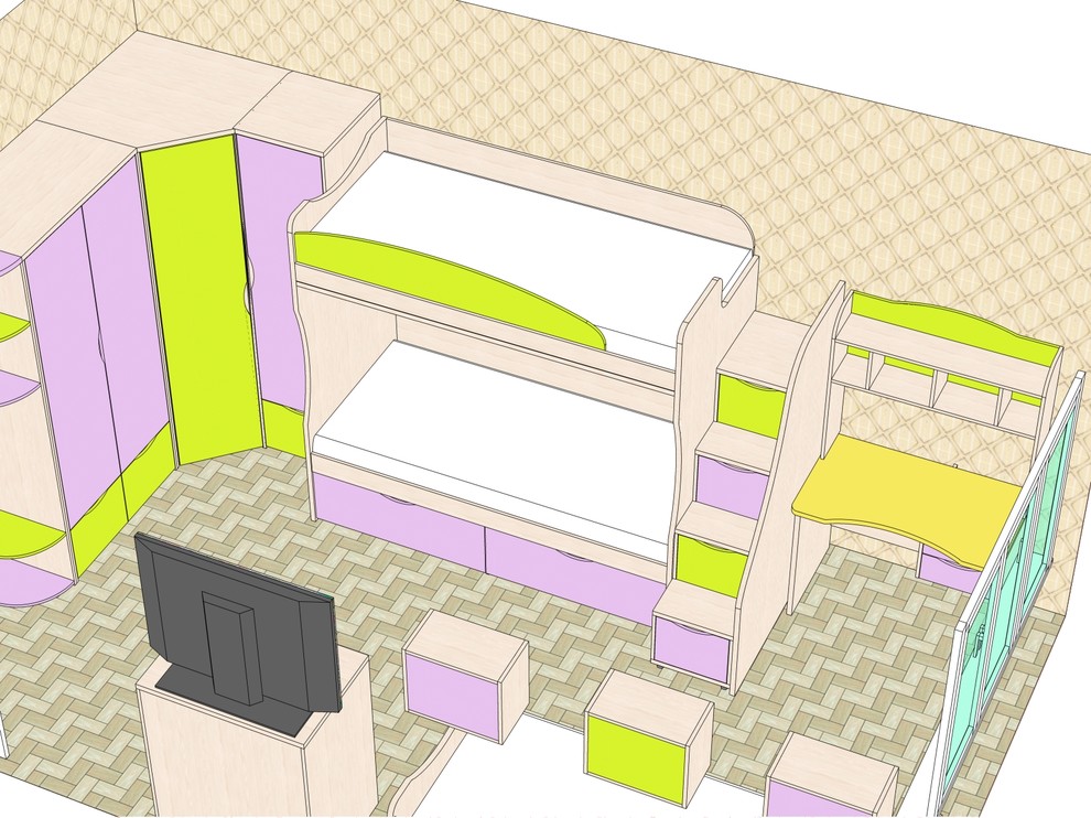 Комната для 2-х разнополых детей и бабушки,вариант 15 м2 и чтобы бюджетно