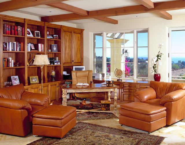 Classic Spanish Mediterranean Mediterranean Home Office Santa Barbara by Giffin & Crane