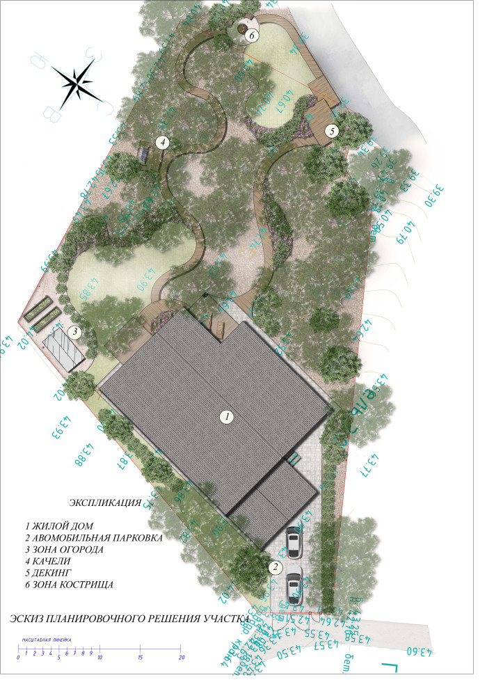 Проект участка  на крутом лесном склоне