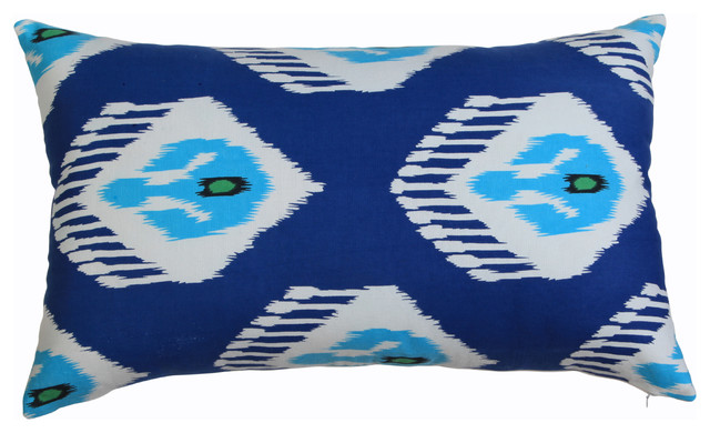 Katrea Hand Print Ikat Blue Pillow