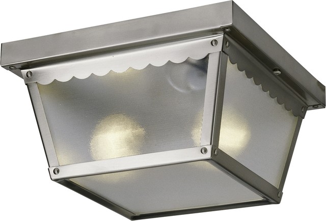 Volume Lighting 2 Light Brushed Nickel Outdoor Ceiling Mount Volume Lighting 2 Light Brushed Nickel