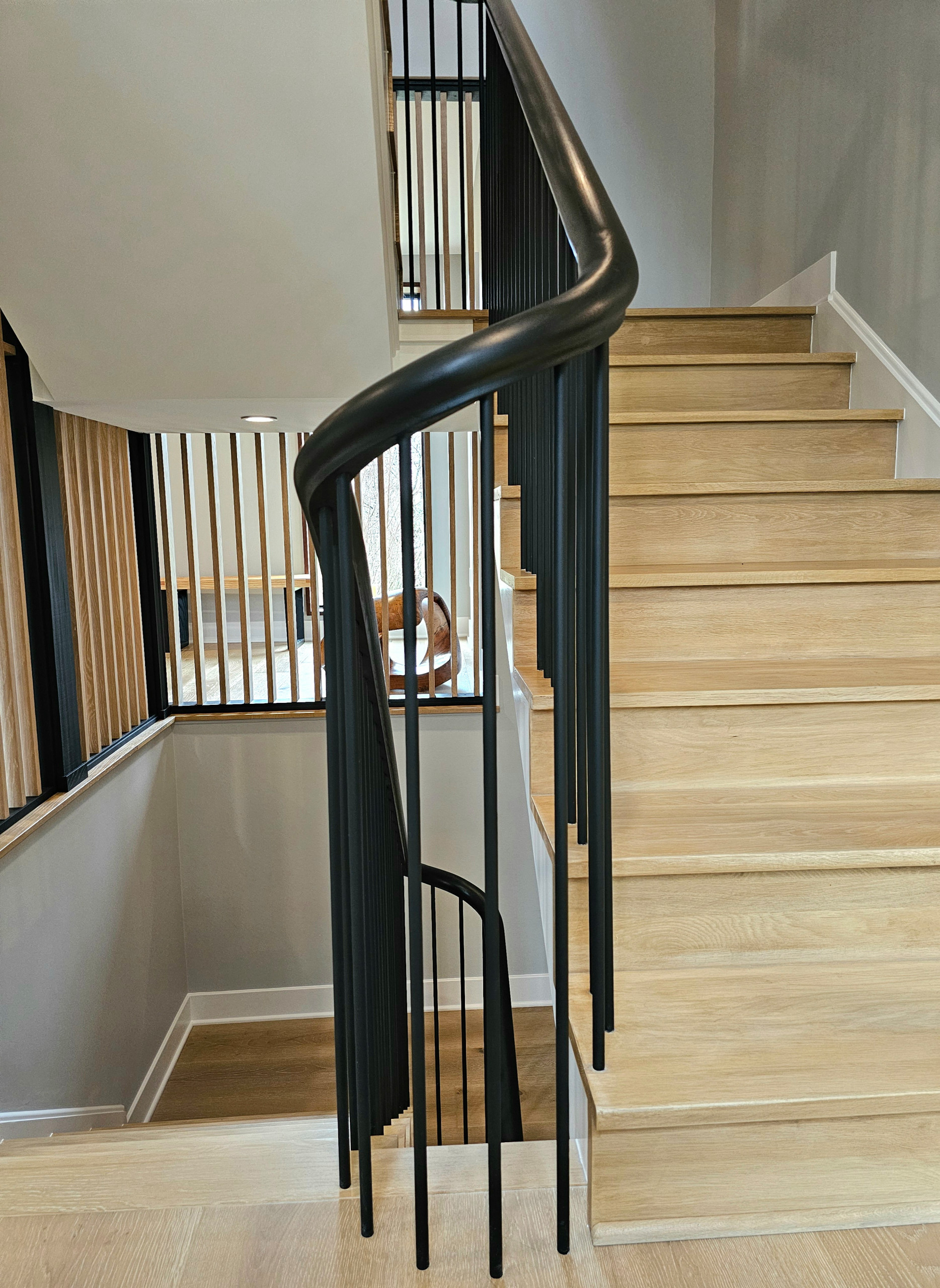115_Stunning Continuous Rail System on 3 Story Floating Stairs; Arlington, VA 22