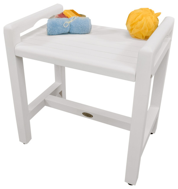 Coastal Vogue Eleganto 20" Wide Shower Bench ED1142, White Farmhouse