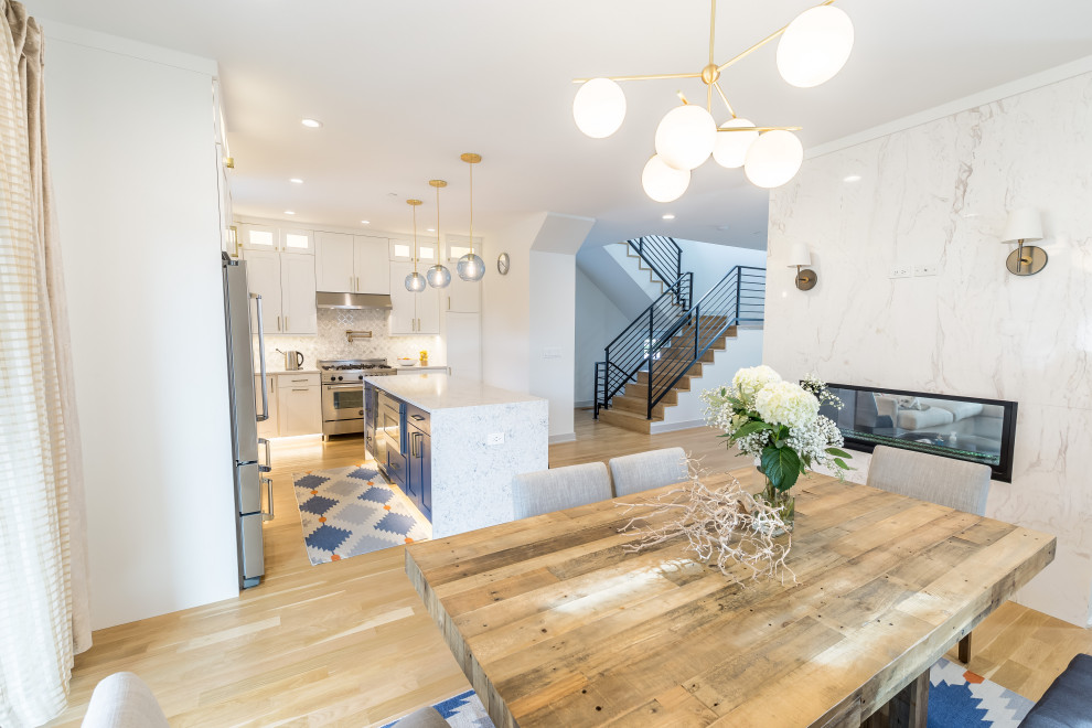 Example of a transitional home design design in Chicago