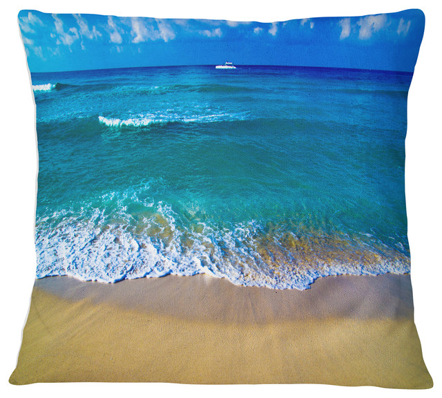 Floating Blue Waves Beach Seashore Throw Pillow Beach Style