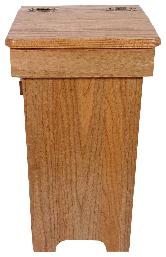 Amish Made Oak HingeTop Trash Can Transitional Trash Cans by