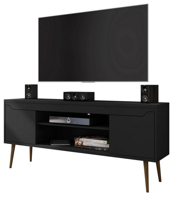 Manhattan Comfort Bradley TV Stand, 4 Shelves Midcentury