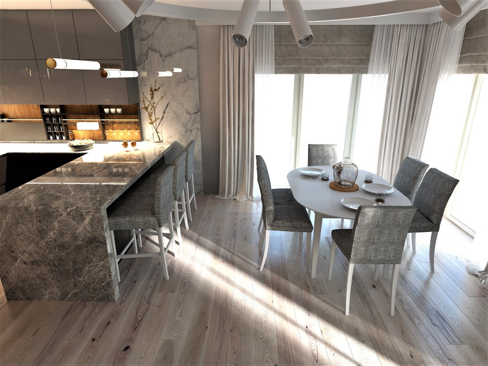 Кухня+столовая+гостиная