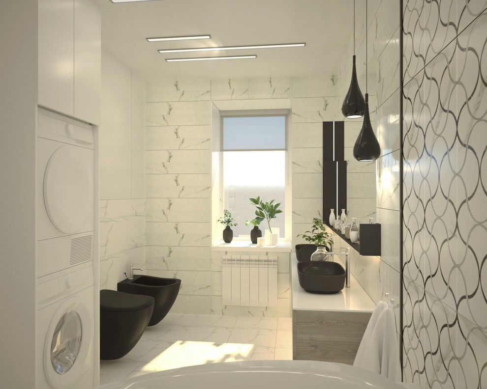 Ванная комната с черной сантехникой 1