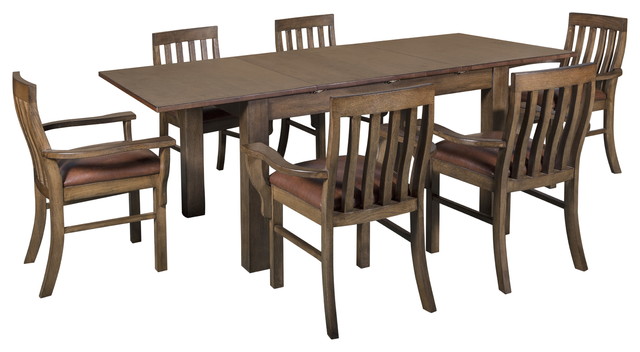 Mission Quarter Sawn Oak Dining Table And Set Of 6 Chairs Transitional Dining Sets By Crafters And Weavers