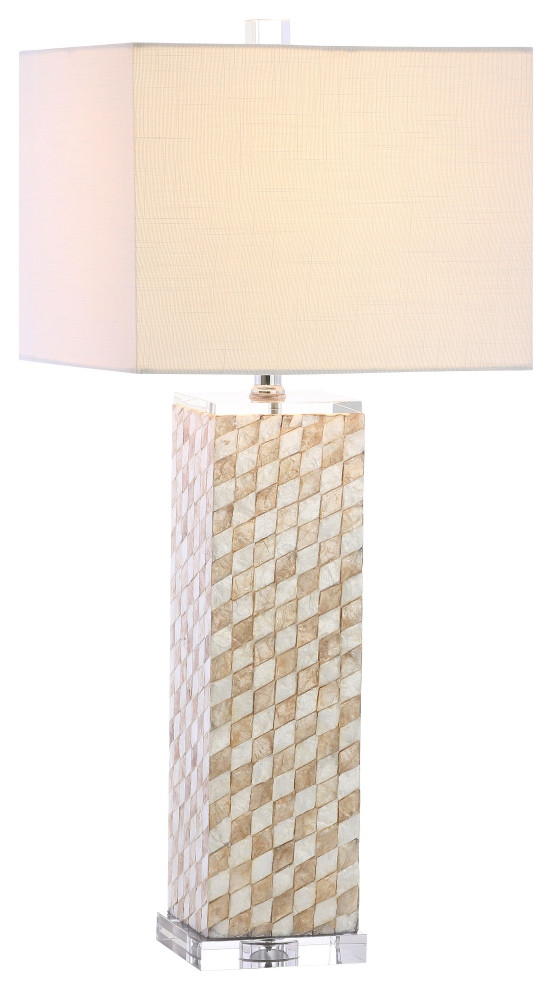Daniel Seashell and Crystal LED Table Lamp, Cream, 30.5"