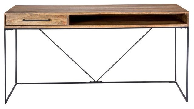 Modern Solid Wood 60 Executive Desk Drawer Industrial Desks