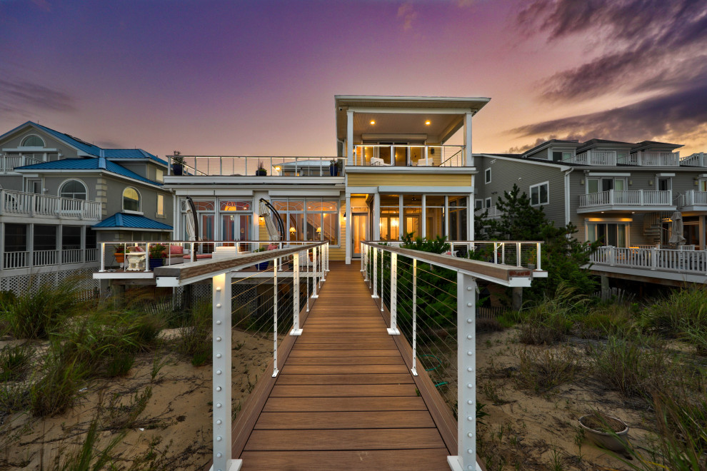 This is an example of a large beach style terrace in Austin.