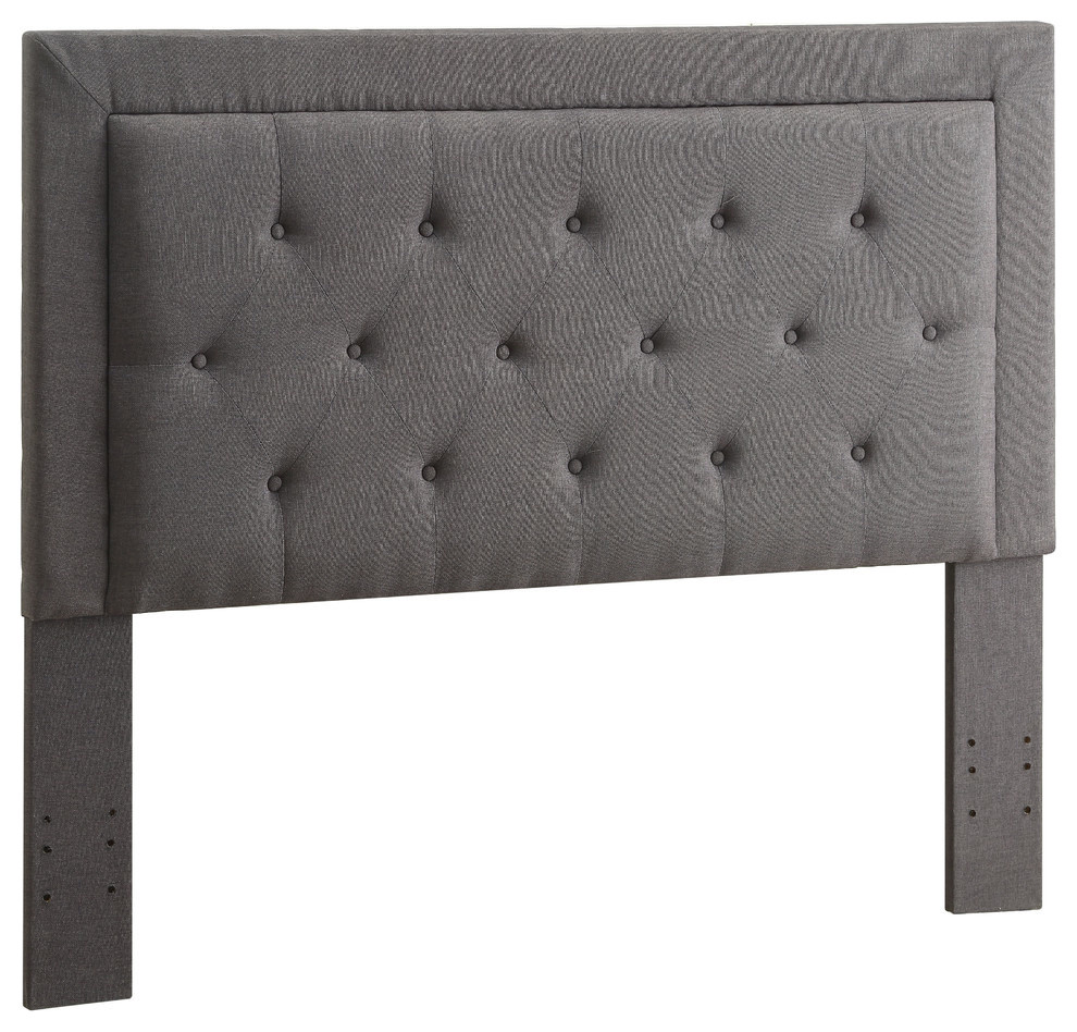 Linon Clayton Full Queen Wood Upholstered Headboard in Gray