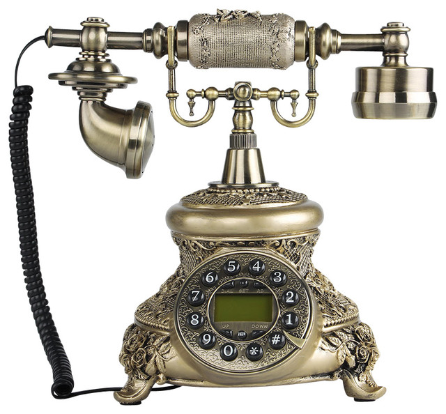 Bronze RetroStyle Push Button Dial Desk Telephone Phone Victorian