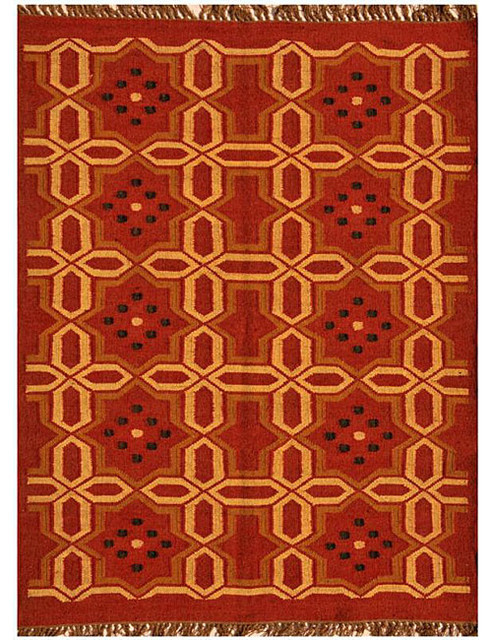 Hand-woven Wool Jute Kilim Rug (5' x 8')