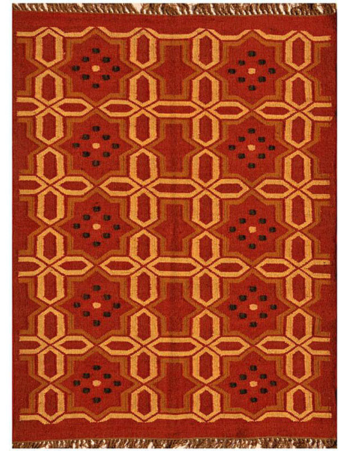 Hand-woven Wool Jute Kilim Rug (5' x 8')