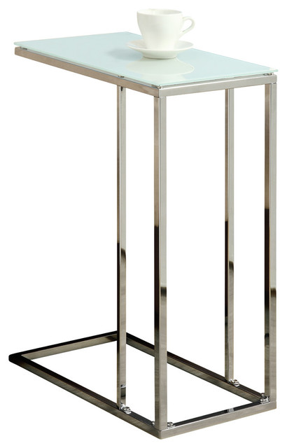 Monarch Specialties Accent Table White Metal With Frosted Tempered Glass I3037 Contemporary Side Tables And End Tables By Yolostocks