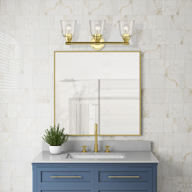 Catania 3-Light Polished Brass Vanity Sconce - Transitional - Bathroom ...