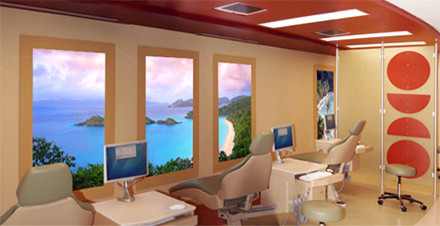 Волшебное чувство пространства с виртуальными окнами на потолке и стенах.