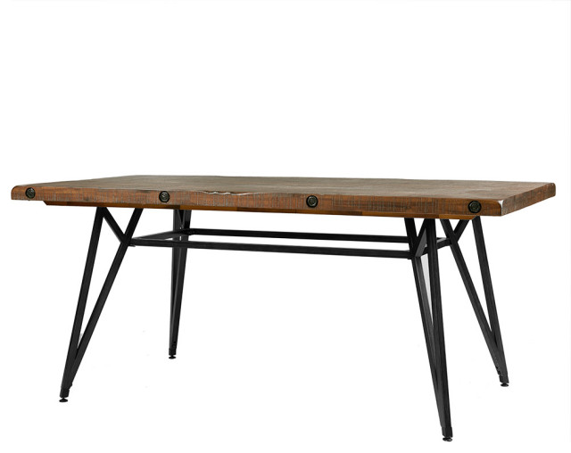 INK+IVY Trestle Industrial Dining Table With Adjustable Height