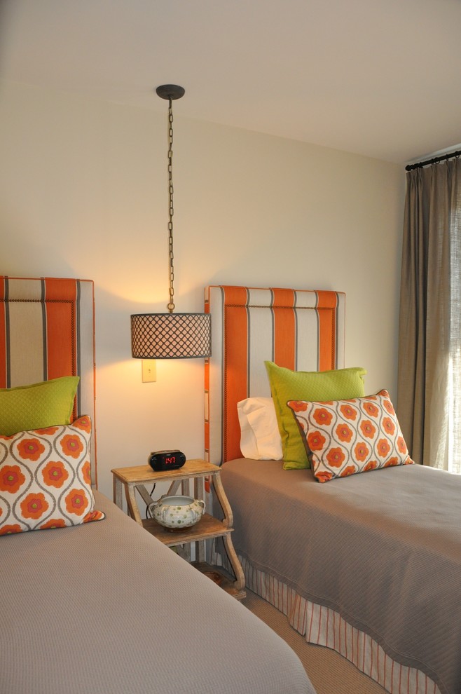 Inspiration for a transitional guest carpeted bedroom remodel in Charleston with white walls and no fireplace