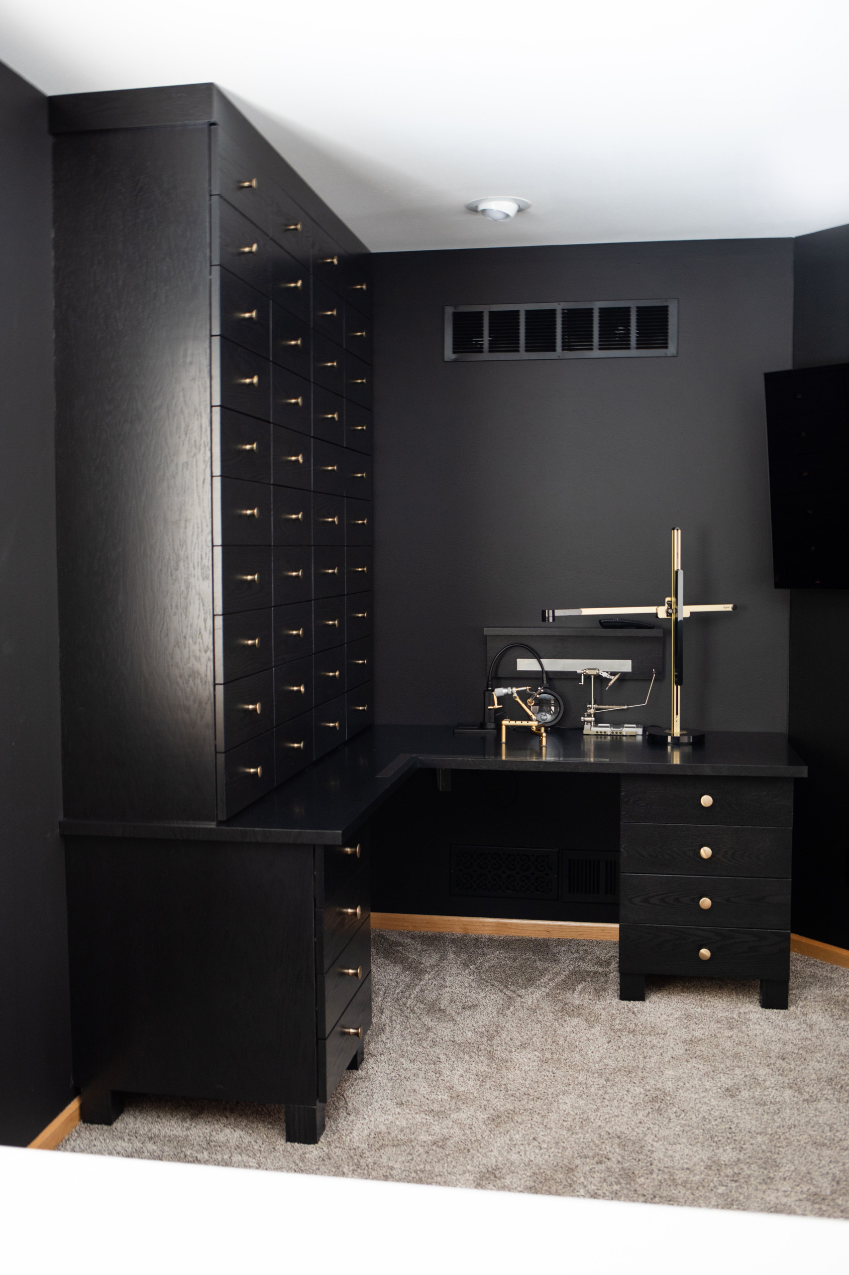 Black Stained Office Cabinetry