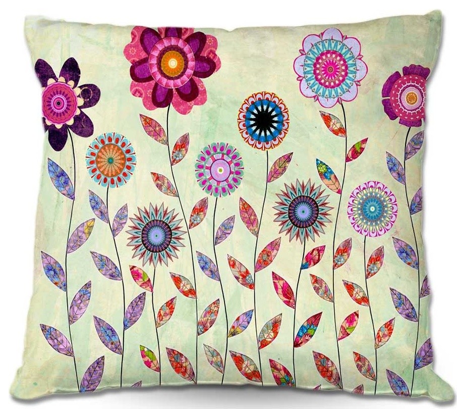 Purple Flowers Throw Pillow, 22"x22"