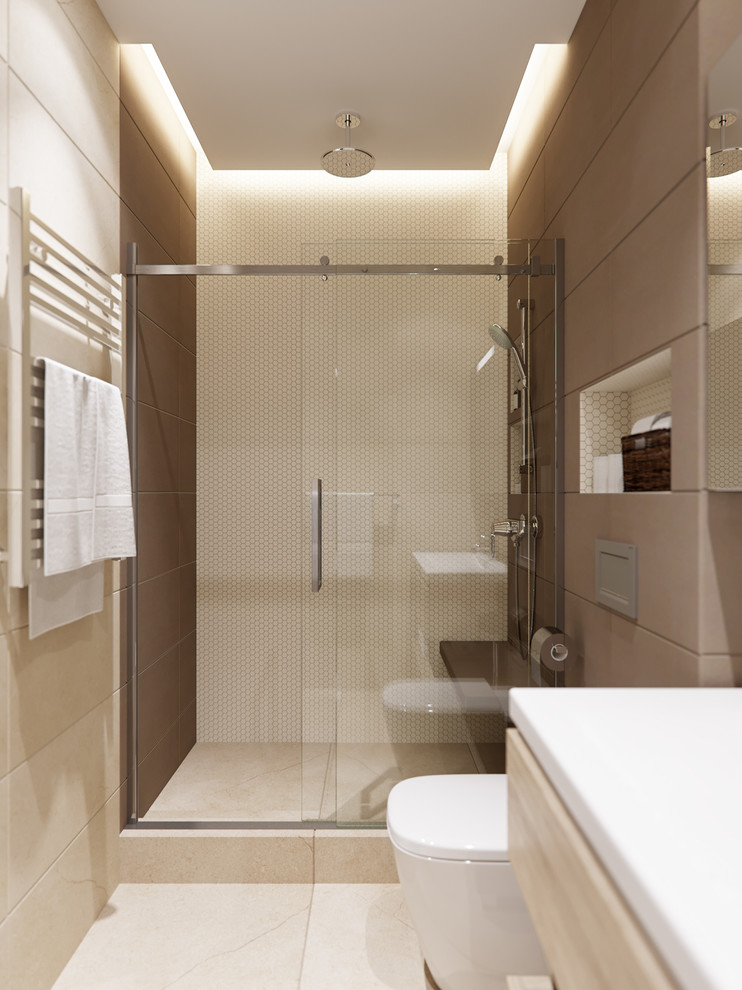 Проект небольшой квартиры с панорамными окнами и видом на лес.