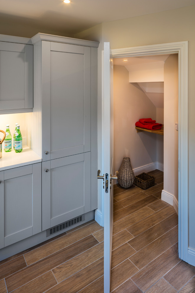 This is an example of a transitional laundry room in Dublin.