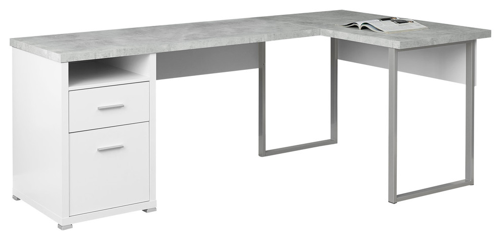 Left Or Right Facing Computer Desk, White Desk With Drawers On One Side