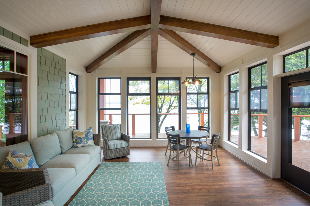 Mid-sized arts and crafts sunroom in Other.
