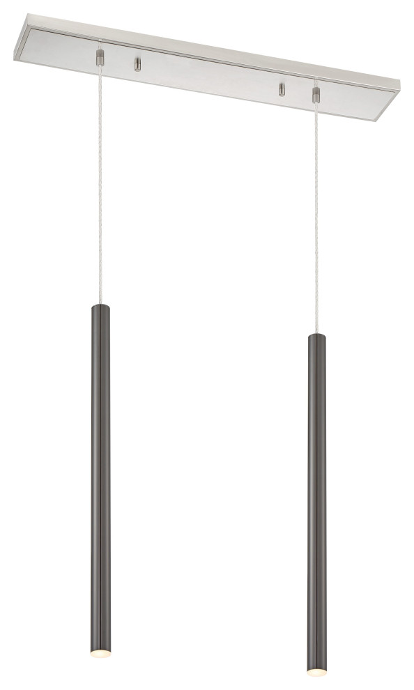 Forest 2-Light Linear Pendant Light In Brushed Nickel, 4.500 - Modern ...