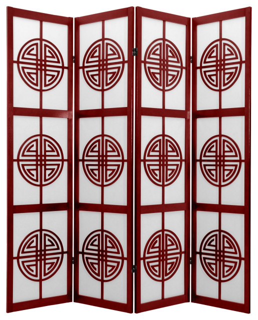 Classic Room Divider, Rice Paper Panels & Asian Lattice Symbol - Asian ...