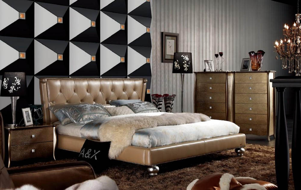 Armani Xavira Modern Champagne Leather Bedroom Set - $ - Modern -  Bedroom - New York - by Designer Group USA Inc | Houzz