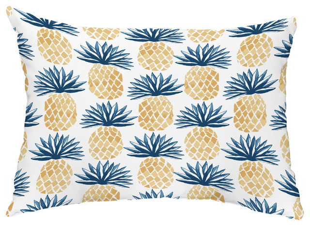 blue pineapple outdoor pillow