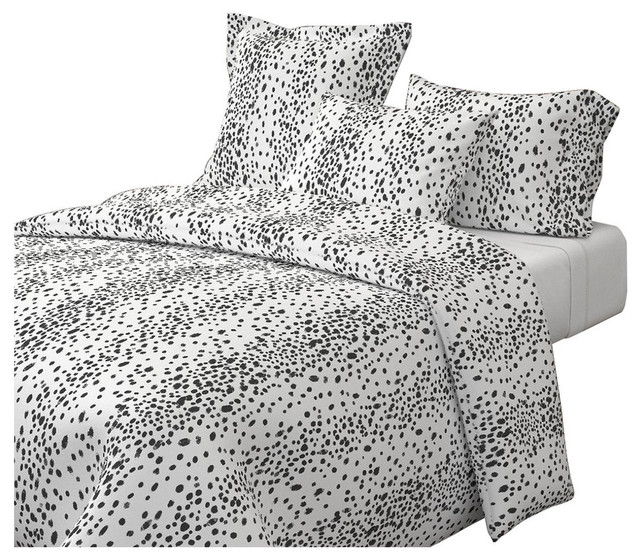 Charcoal Dots Black Dots Cotton Duvet Cover Contemporary Duvet